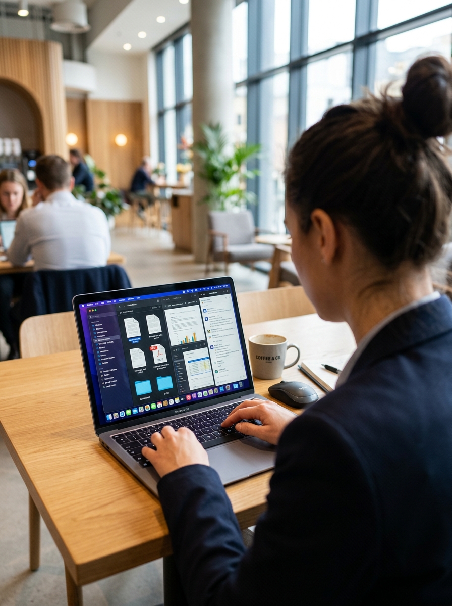 Professional working with digital documents